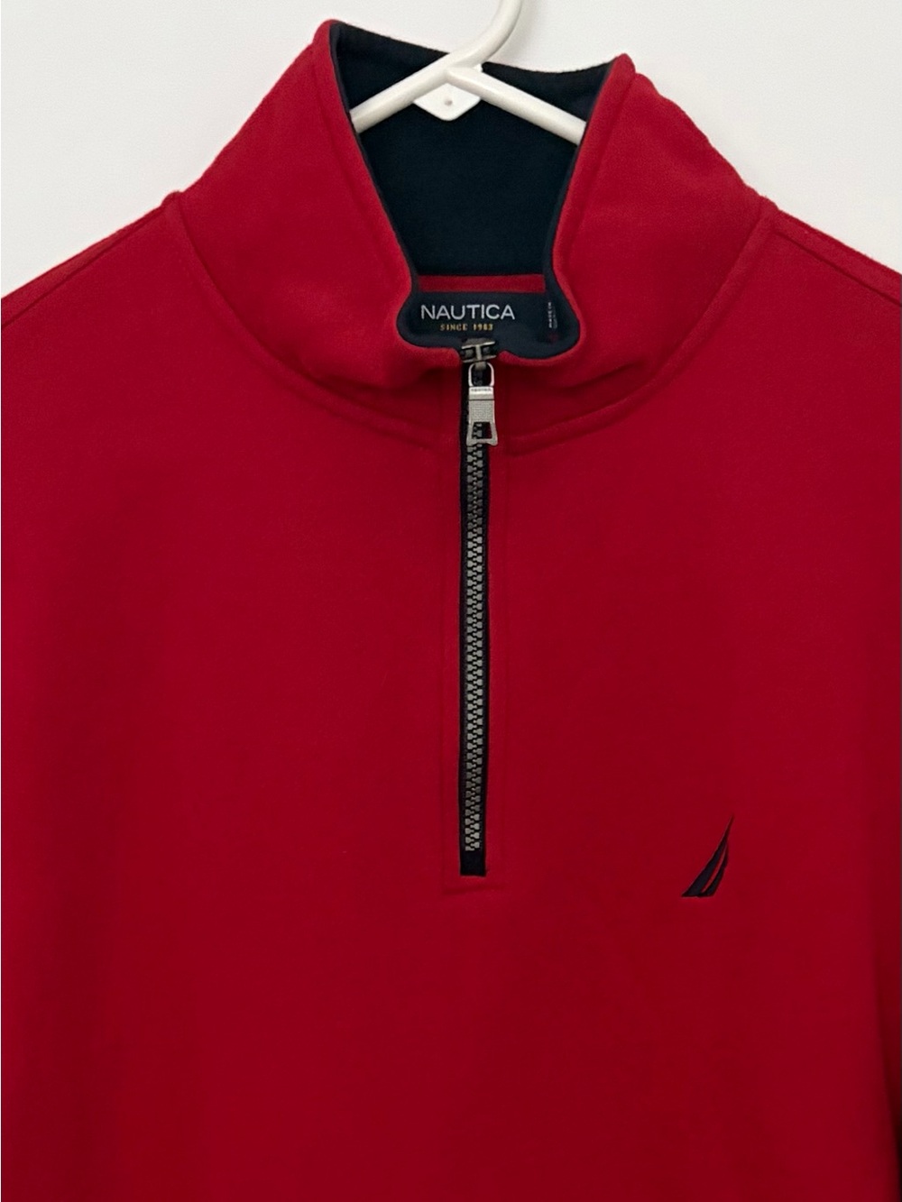Nautica 1/4 Zip Red Fleece Pullover Sweatshirt Medium